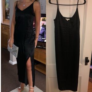 H&M black long silky dress XS